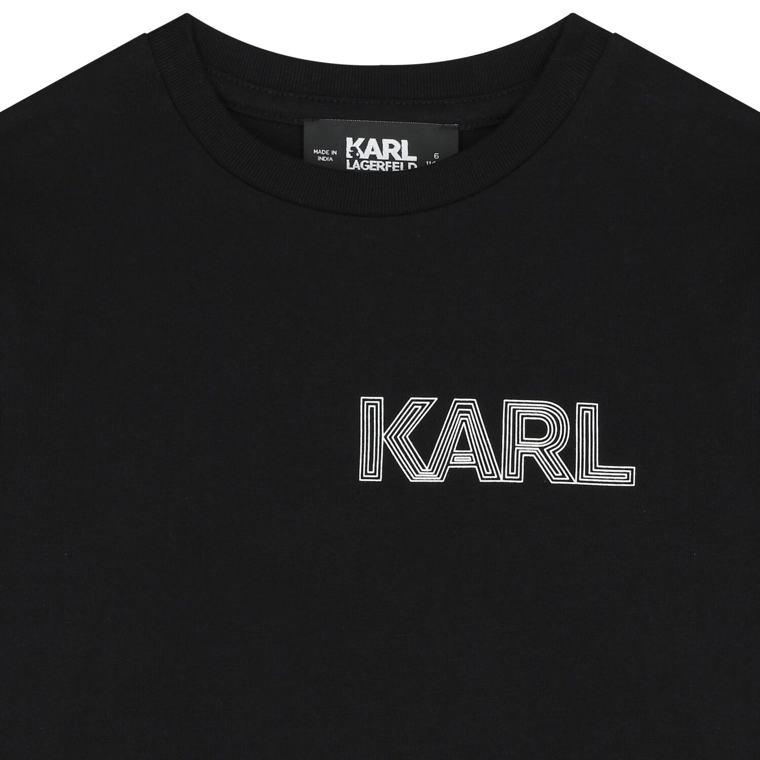 توب أولاد بأكمام بالشعار باللون الأسود, 2, hi-res