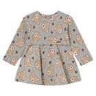 Younger Girls Grey & Beige Teddy Bear Dress, 1, hi-res