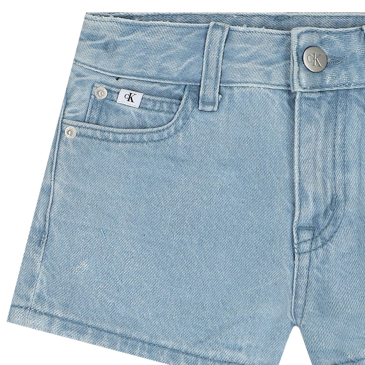 Girls Blue Logo Denim Shorts, 1, hi-res image number null