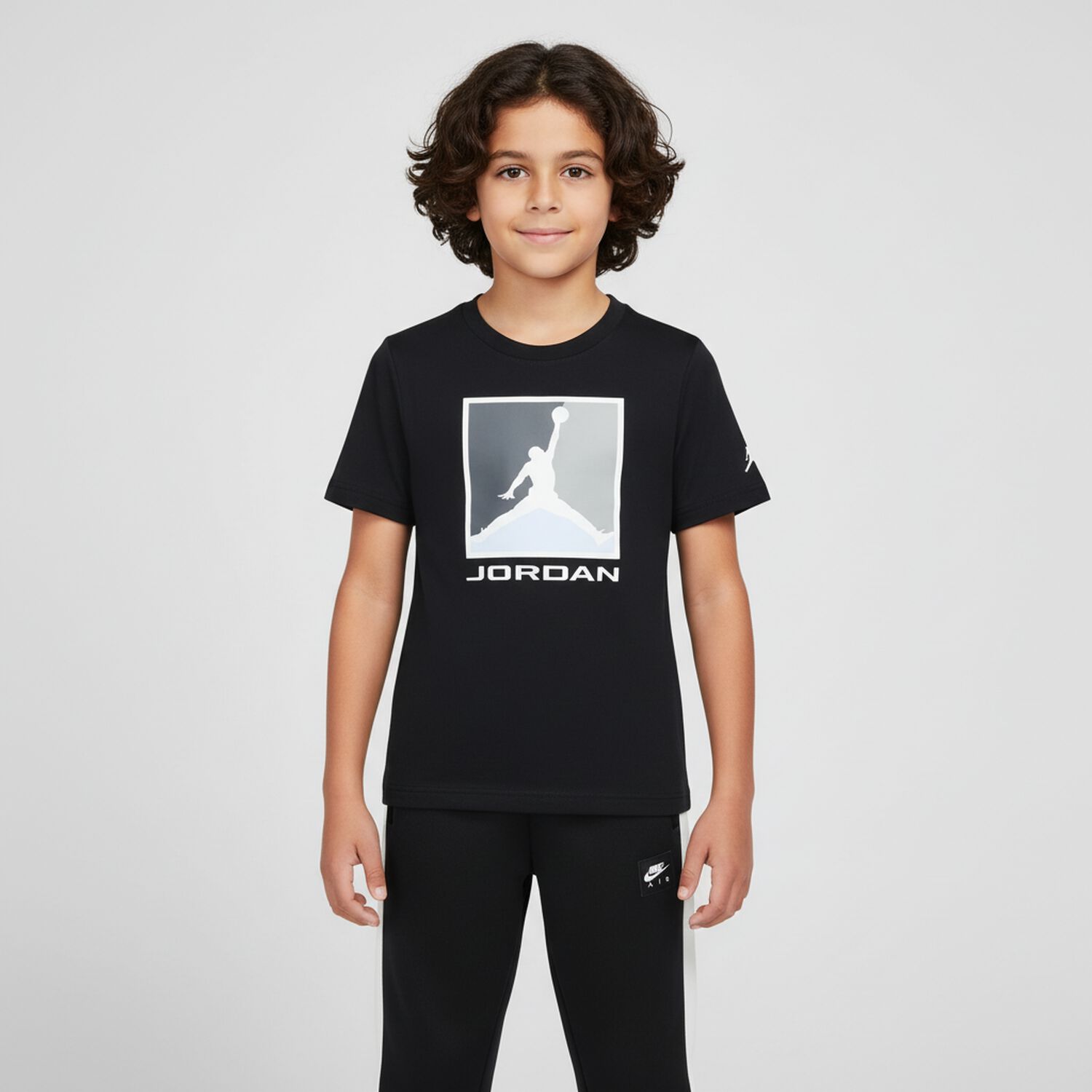 Boys Black Jordan Logo T-Shirt, 1, hi-res