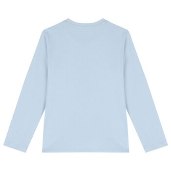 Boys Blue Bear Logo Long Sleeve Top
