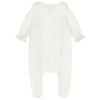 Baby Girls Ivory Embroidered Babygrow