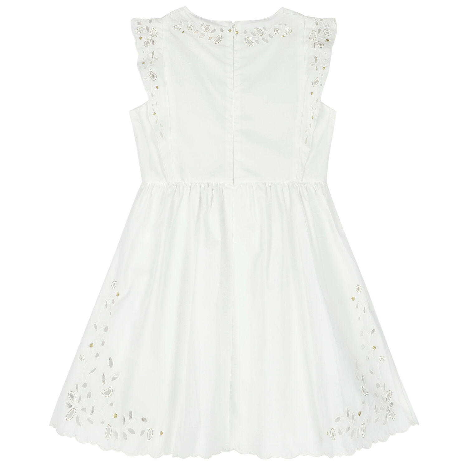 Girls Ivory Broderie Anglaise Dress, 1, hi-res image number null