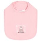 Baby Girls Pink Teddy Bear Logo Baby Bib, 3, hi-res