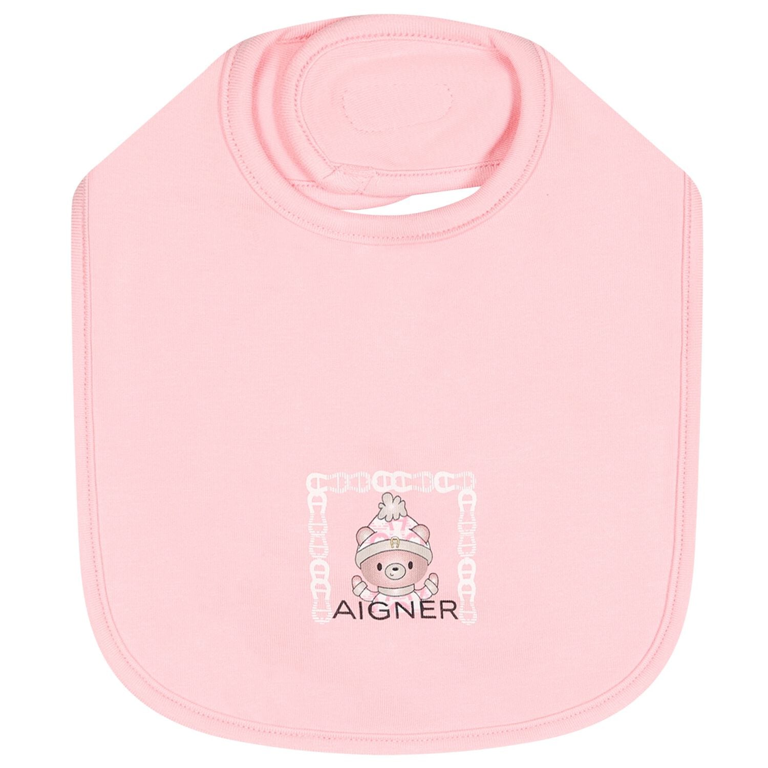 Baby Girls Pink Teddy Bear Logo Baby Bib, 3, hi-res