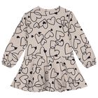 Girls Beige Heart Dress Set, 3, hi-res