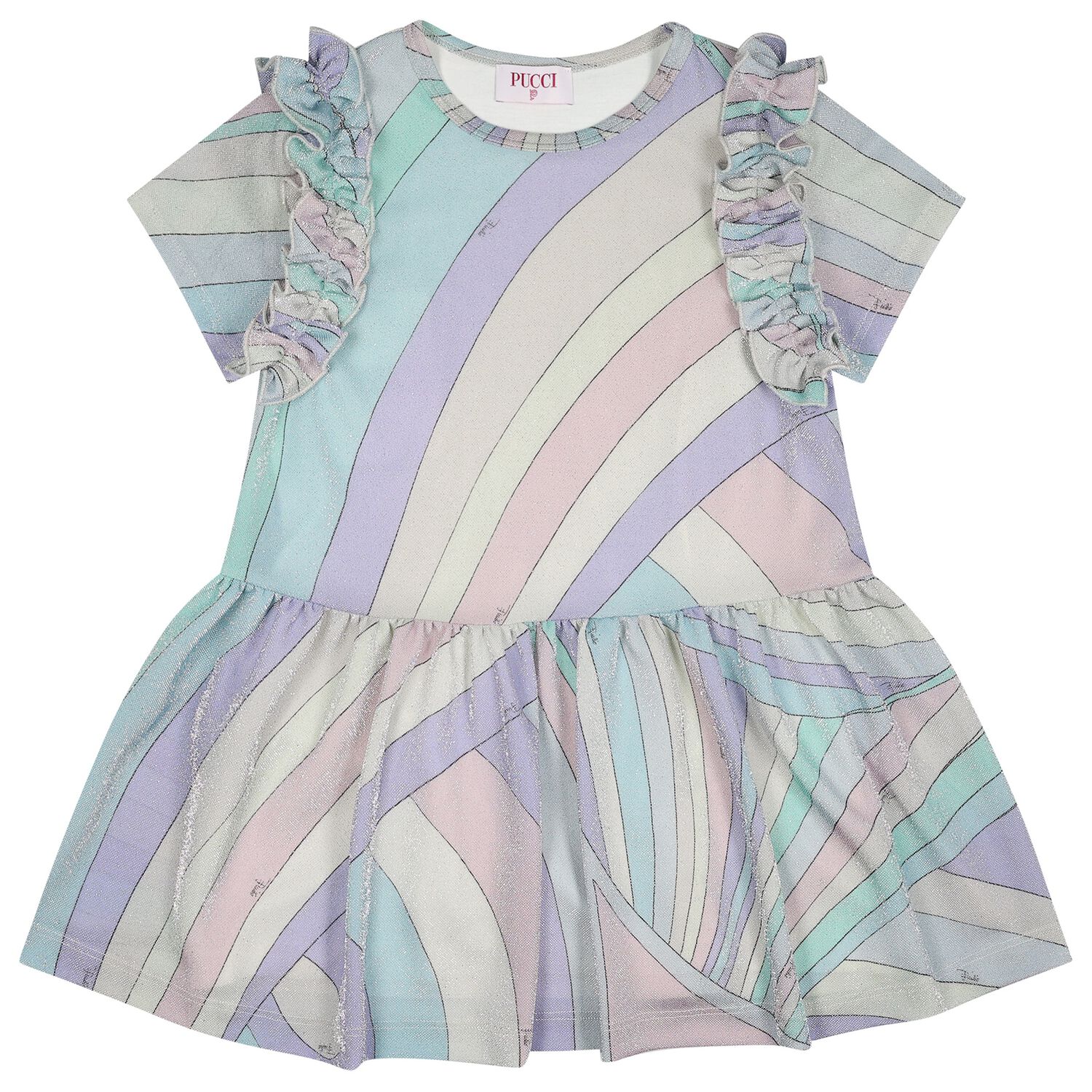Girls Multi-Coloured Ruffled Iride Dress, 1, hi-res