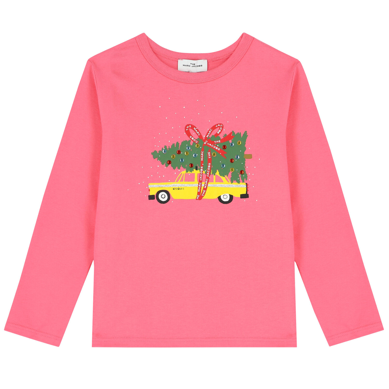 Girls Pink Christmas Top, 1, hi-res