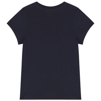 Girls Navy Blue Logo T-Shirt