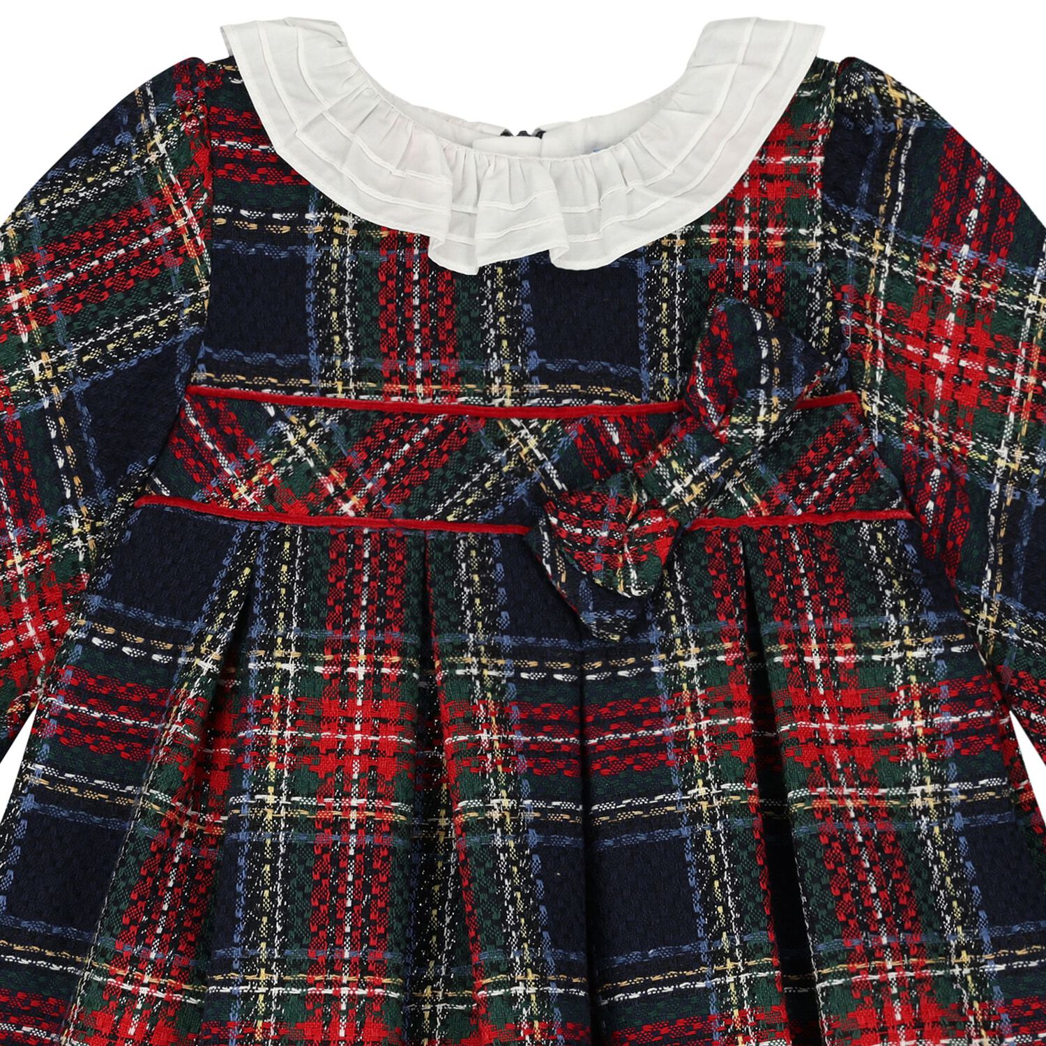 Younger Girls Navy Blue & Red Check Dress, 1, hi-res