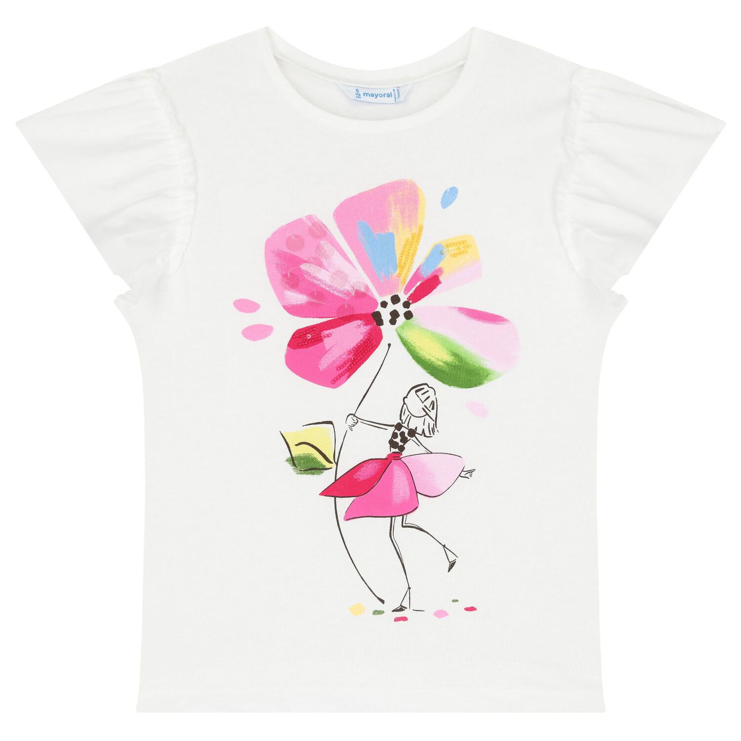 Girls White & Pink Floral Leggings Set, 2, hi-res image number null