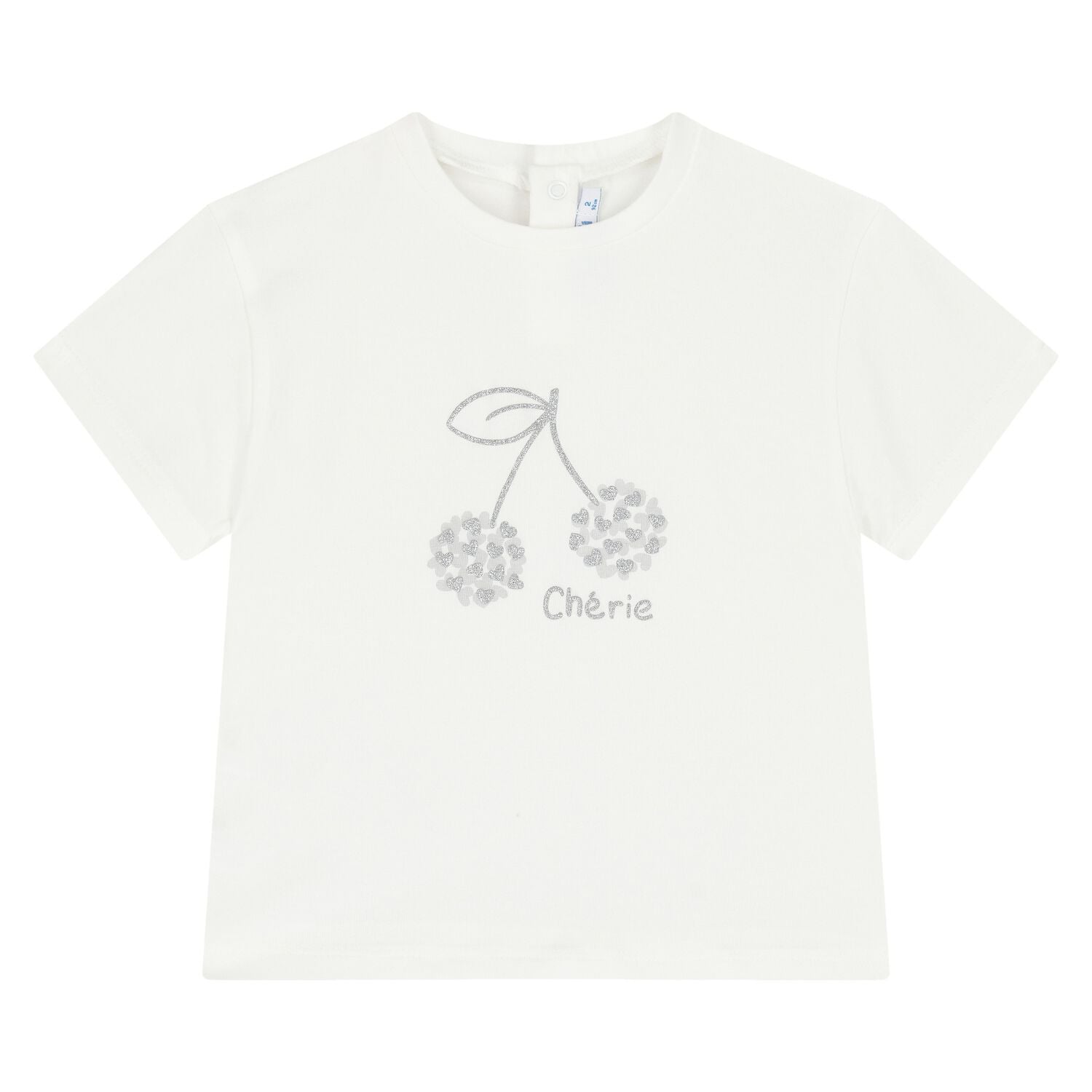 Younger Girls White Cherry T-Shirt, 2, hi-res