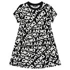 Girls Black & White Logo Dress, 1, hi-res