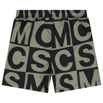 Boys Green & Black Logo Swim Shorts