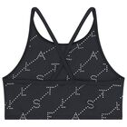 Girls Black Logo Top, 1, hi-res