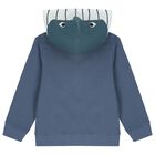 Boys Blue Whale Hooded Zip Up Top, 1, hi-res