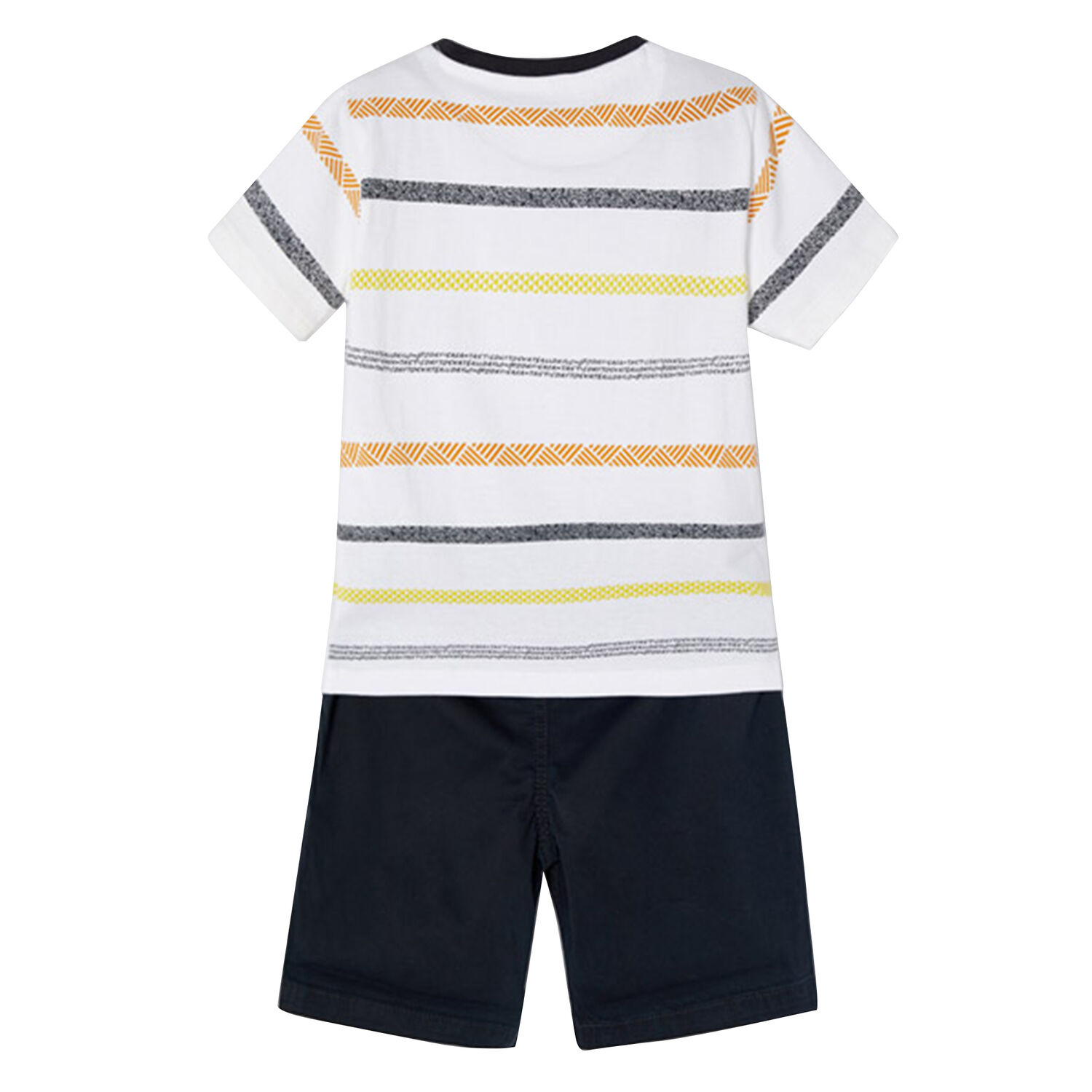 Boys White & Navy Striped Shorts Set, 2, hi-res