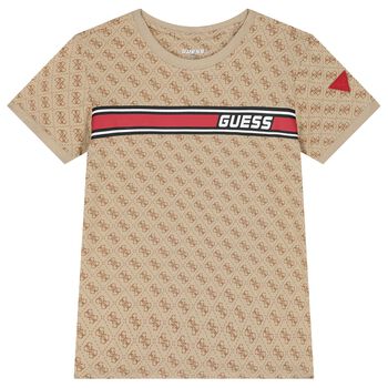 Guess Boys Beige Logo T-Shirt, 1 Boys Beige Logo T-Shirt