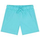 Younger Boys White & Aqua Shorts Set, 3, hi-res