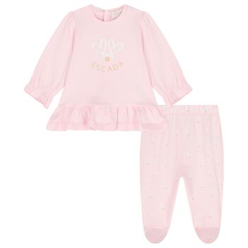 Baby Girls Pink Logo Trousers Set