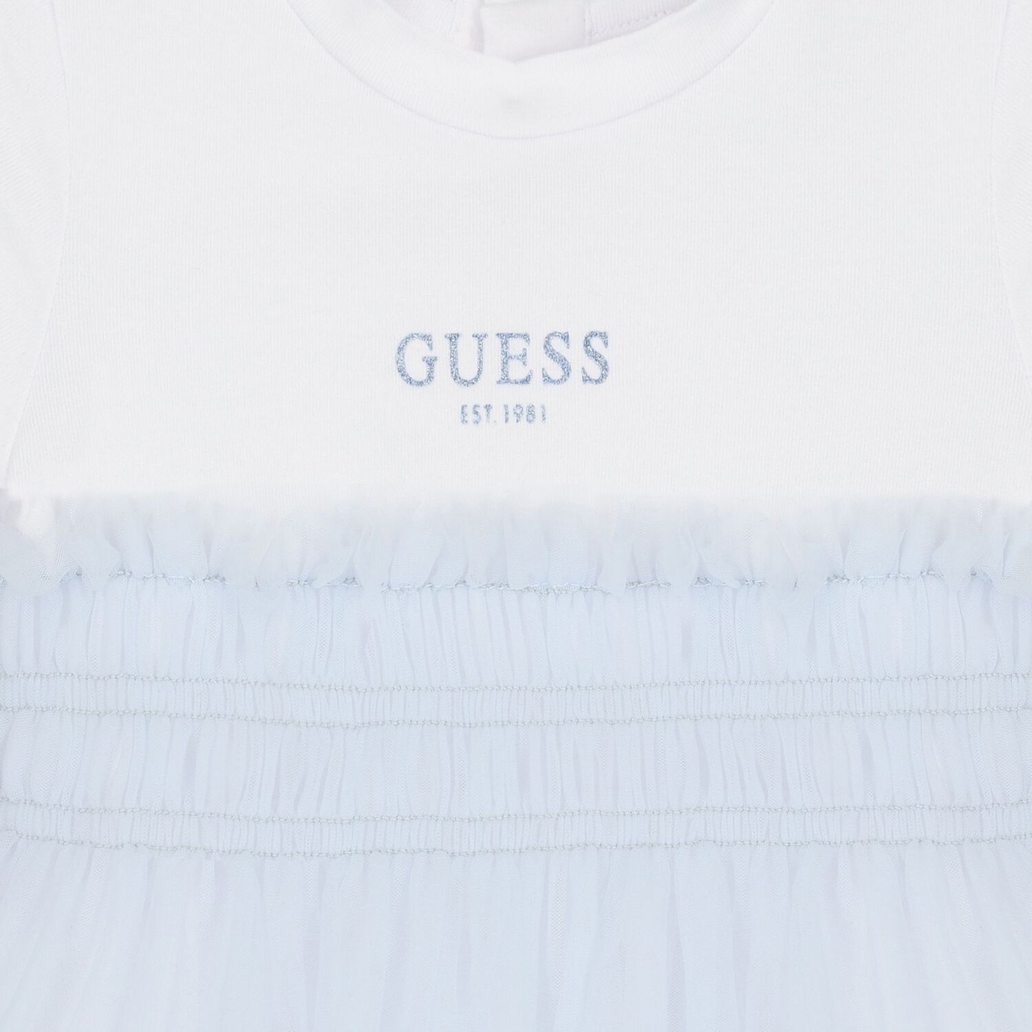 Baby Girls White & Blue Logo Tulle Dress Set, 1, hi-res image number null