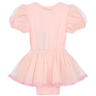 Baby Girls Pink Teddy Bear Tulle Dress, 1, hi-res