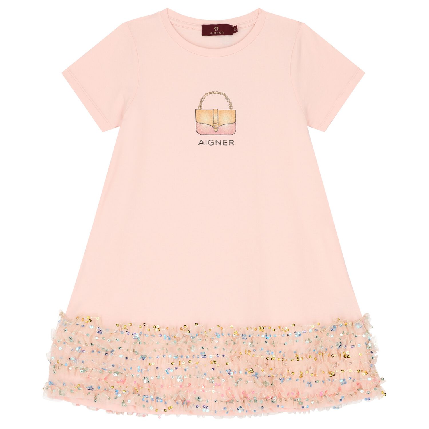 Girls Pink Bag Sequin Dress, 3, hi-res image number null
