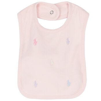 Baby Girls Pink Logo Bib