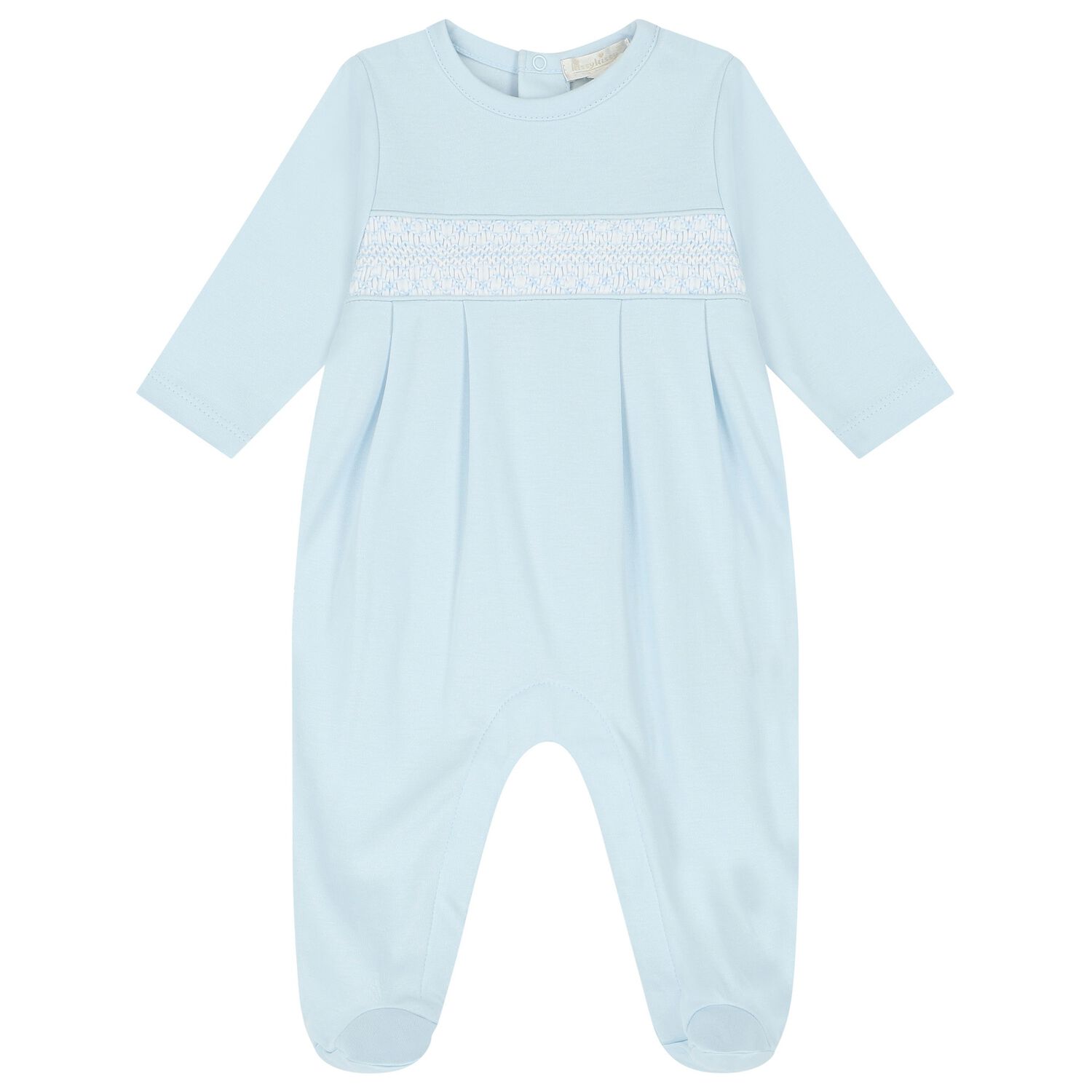 Baby Boys Blue Smocked Babygrow, 2, hi-res image number null