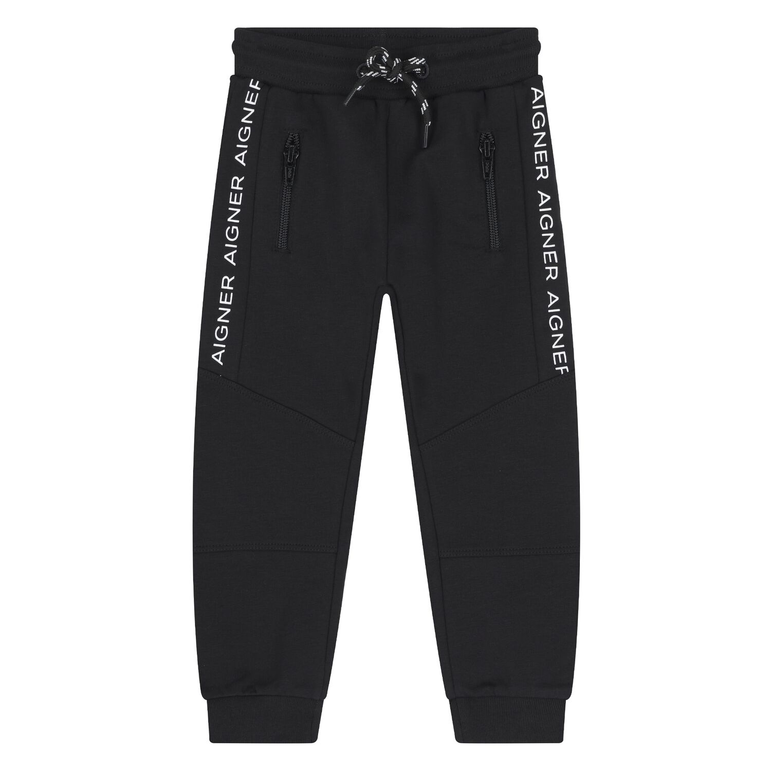 Younger Boys Black Logo Joggers, 1, hi-res