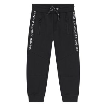 Younger Boys Black Logo Joggers