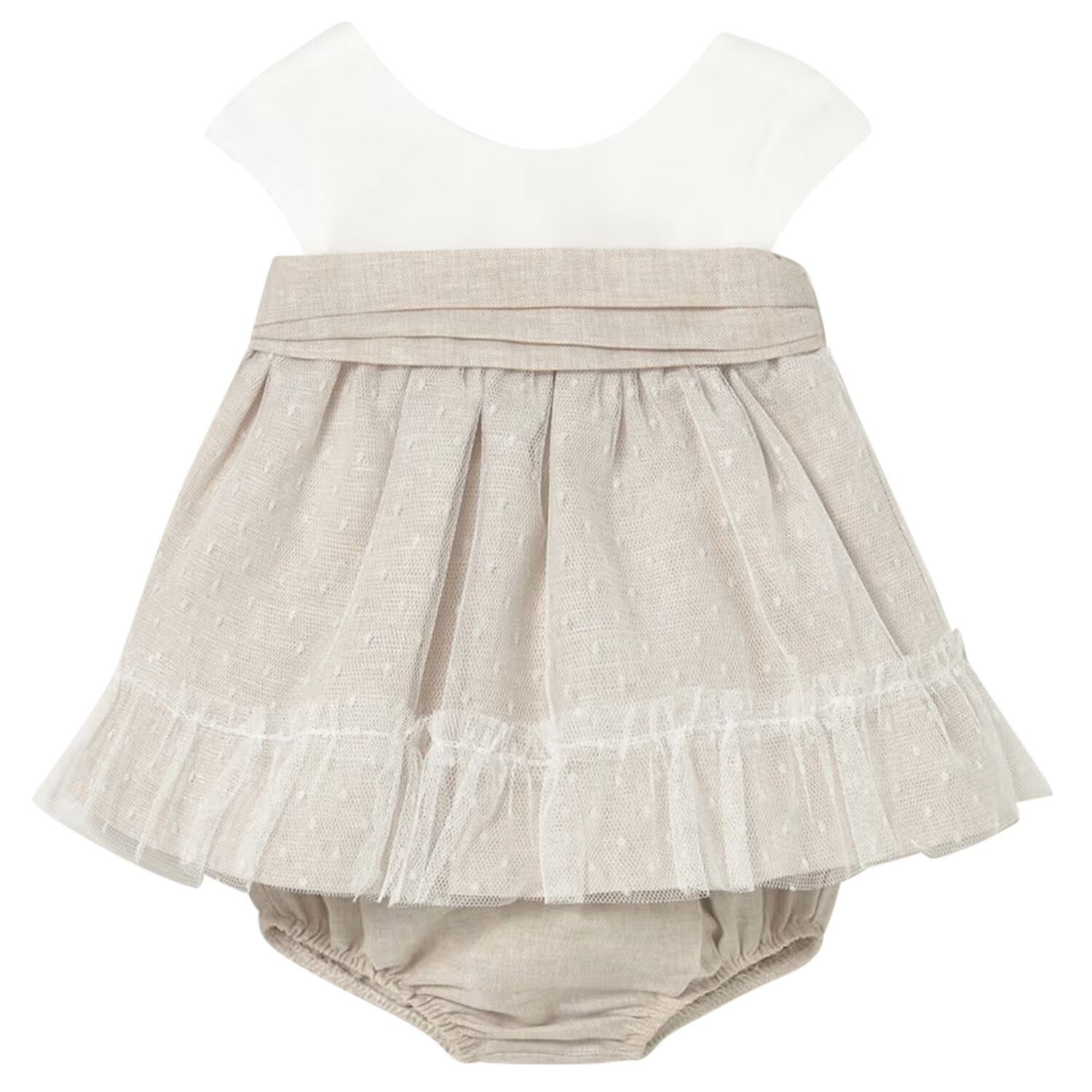 Baby Girls Ivory & Beige Dress Set, 1, hi-res