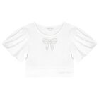 Girls White Embellished T-Shirt, 2, hi-res