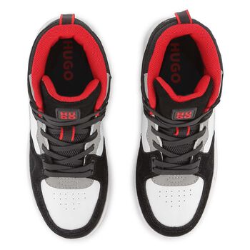 Boys Black & White Logo Trainers