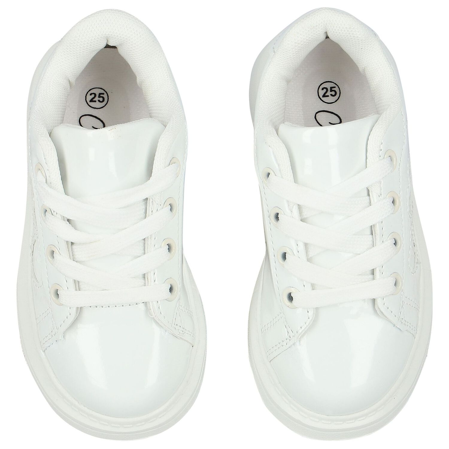 Girls White Hearts Trainers, 1, hi-res