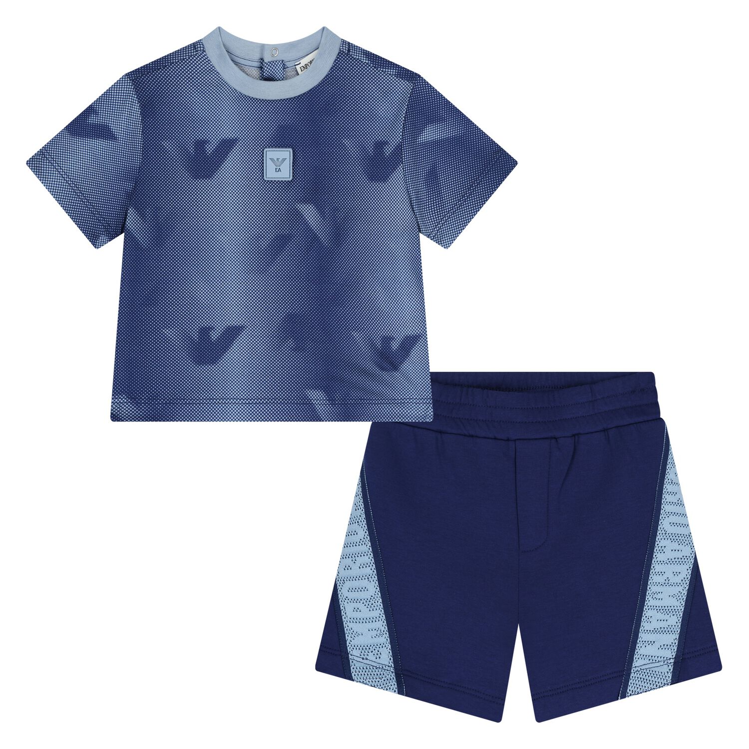 Younger Boys Blue Logo Shorts Set, 1, hi-res