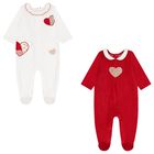 Baby Girls White & Red Babygrows ( 2-Pack ), 2, hi-res
