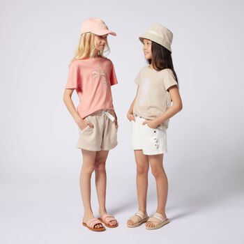 Girls Pink & Beige Logo Sliders