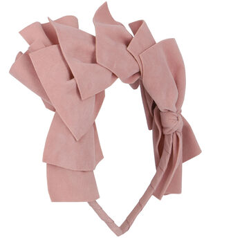 Girls Pink Bow Velvet Hairband 