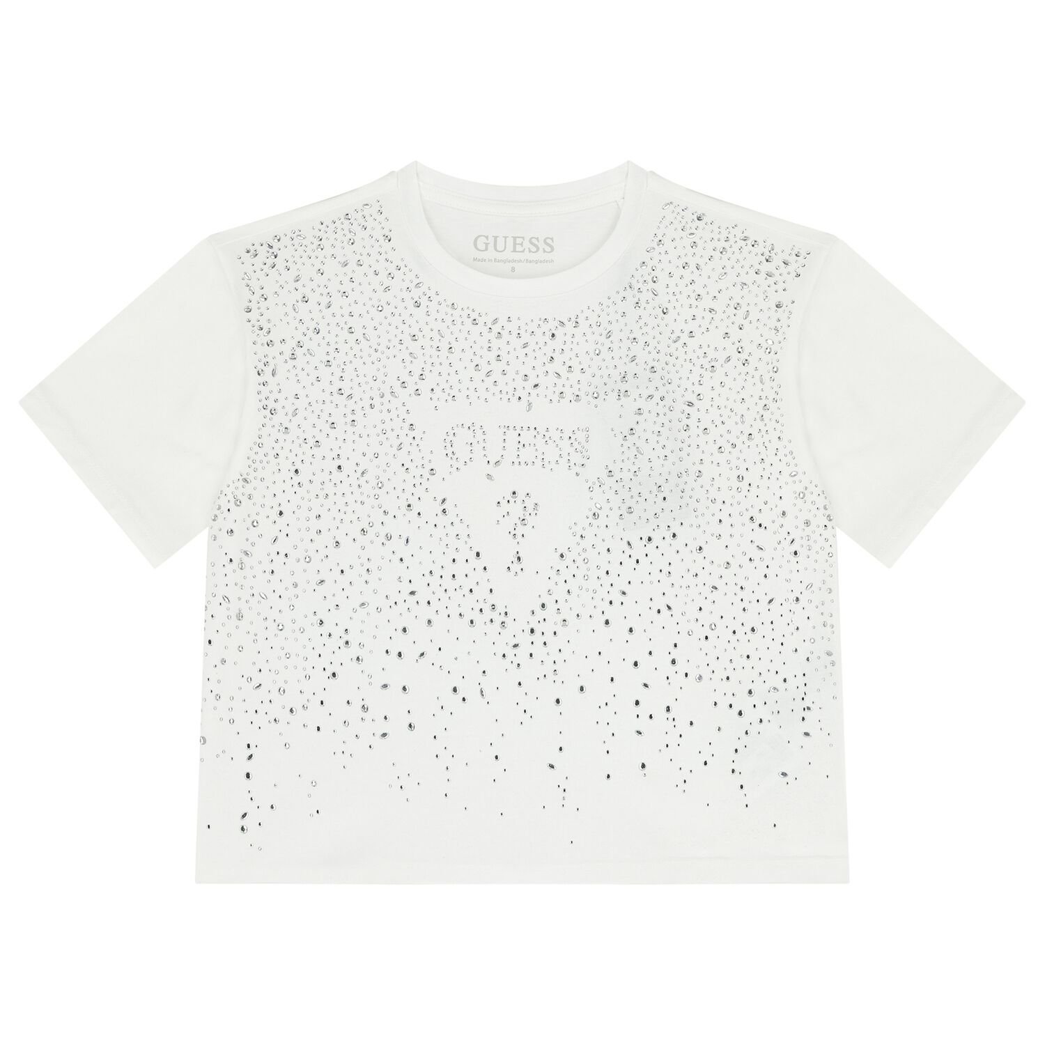 تيشيرت بنات بالشعار مزين باللون الابيض , 1, hi-res