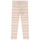 Girls Pink Logo Zig Zag Leggings, 1, hi-res
