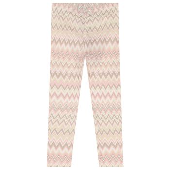 Girls Pink Logo Zig Zag Leggings