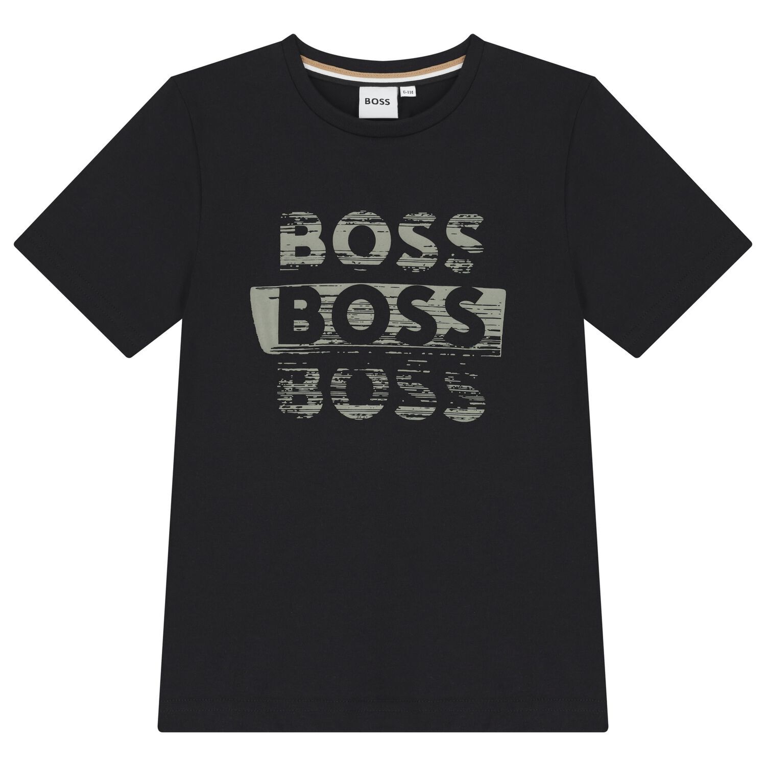 Boys Black Logo T-Shirt, 1, hi-res