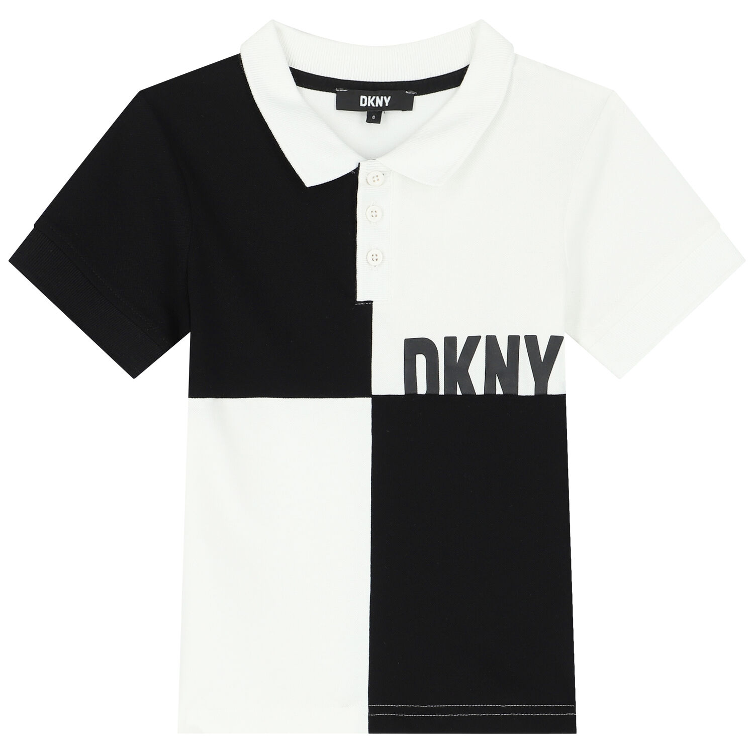 Boys Black & White Logo Polo Shirt, 1, hi-res