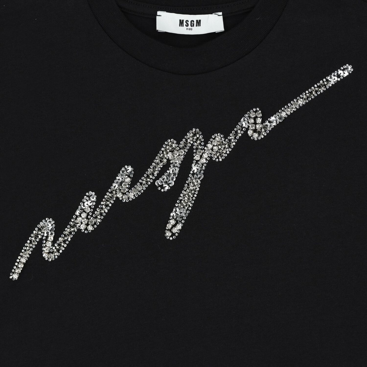 تيشيرت بنات بالشعار باللون الأسود, 2, hi-res