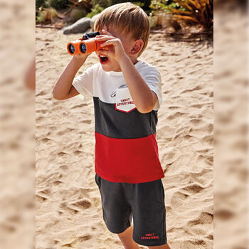 Boys Ivory, Grey & Red Shorts Set