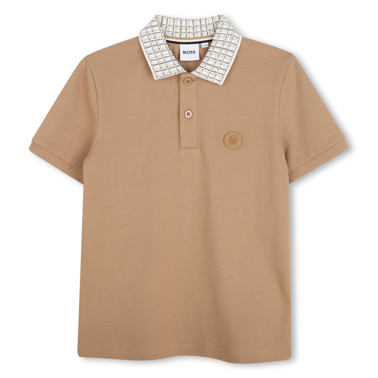 Boys Beige Logo Polo Shirt, 1, hi-res