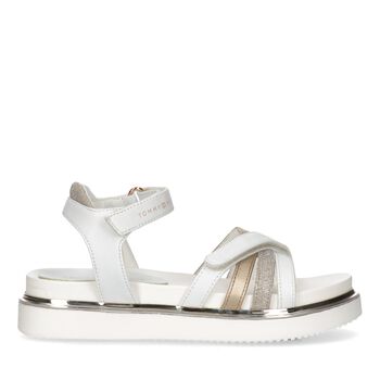 Girls White & Gold Logo Sandals