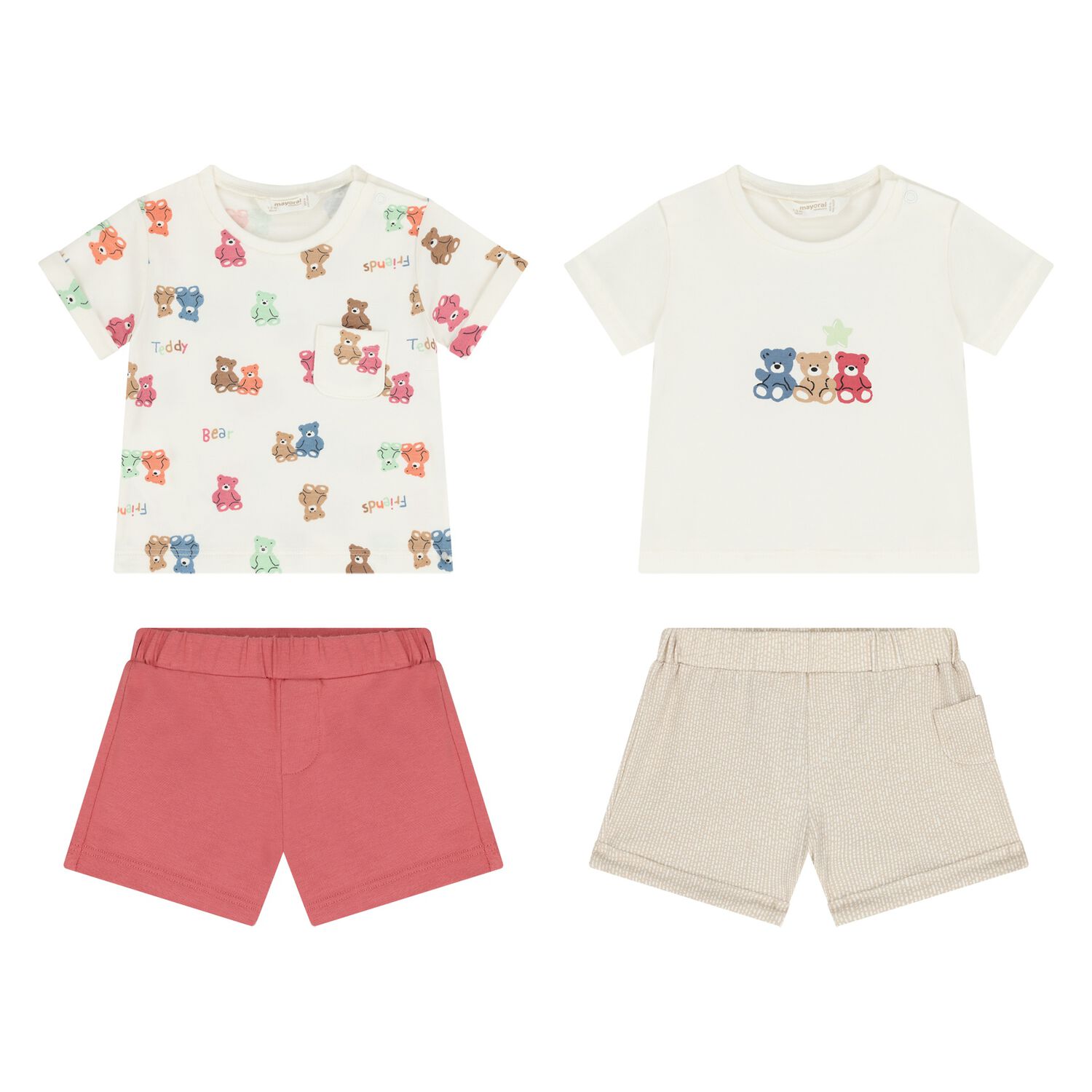 Baby Boys White & Beige Shorts Set ( 2-Pack ) , 2, hi-res