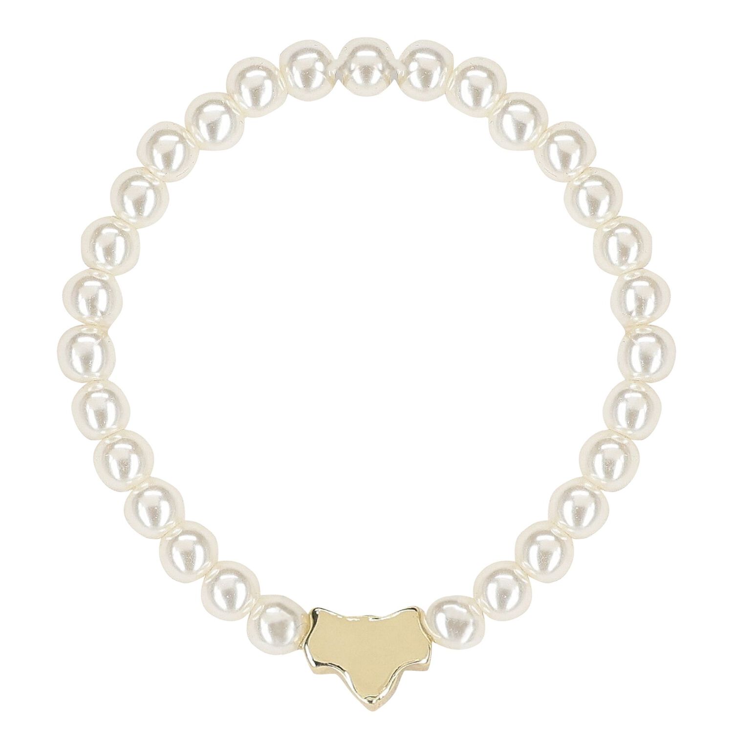 أساور مزينة بالخرز باللون الأبيض والذهبي للبنات ( 4 قطع), 2, hi-res